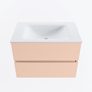 MONDIAZ VICA 70cm badmeubel onderkast Rosee 2 lades. Wastafel CLOUD midden zonder kraangat, kleur Talc.