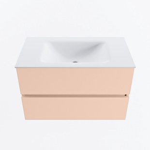 MONDIAZ VICA 80cm badmeubel onderkast Rosee 2 lades. Wastafel CLOUD midden 1 kraangat, kleur Talc.