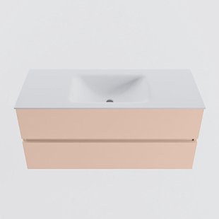 MONDIAZ VICA 110cm badmeubel onderkast Rosee 2 lades. Wastafel CLOUD midden 1 kraangat, kleur Talc.