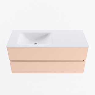 MONDIAZ VICA 110cm badmeubel onderkast Rosee 2 lades. Wastafel CLOUD links 1 kraangat, kleur Talc.