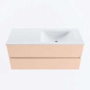 MONDIAZ VICA 110cm badmeubel onderkast Rosee 2 lades. Wastafel CLOUD rechts 1 kraangat, kleur Talc.