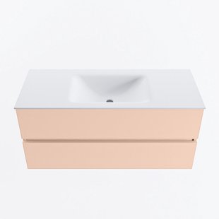 MONDIAZ VICA 110cm badmeubel onderkast Rosee 2 lades. Wastafel CLOUD midden zonder kraangat, kleur Talc.