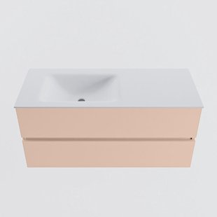 MONDIAZ VICA 110cm badmeubel onderkast Rosee 2 lades. Wastafel CLOUD links zonder kraangat, kleur Talc.