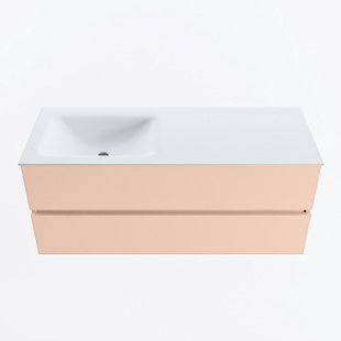 MONDIAZ VICA 120cm badmeubel onderkast Rosee 2 lades. Wastafel CLOUD links 1 kraangat, kleur Talc.
