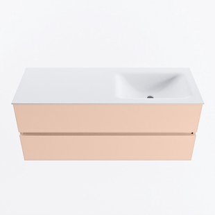 MONDIAZ VICA 120cm badmeubel onderkast Rosee 2 lades. Wastafel CLOUD rechts 1 kraangat, kleur Talc.