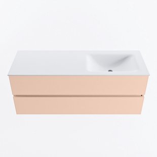 MONDIAZ VICA 130cm badmeubel onderkast Rosee 2 lades. Wastafel CLOUD rechts 1 kraangat, kleur Talc.