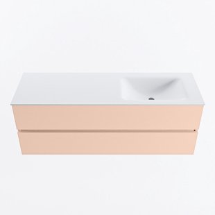 MONDIAZ VICA 140cm badmeubel onderkast Rosee 2 lades. Wastafel CLOUD rechts 1 kraangat, kleur Talc.