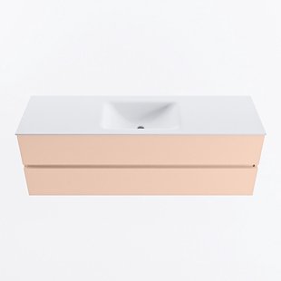 MONDIAZ VICA 150cm badmeubel onderkast Rosee 2 lades. Wastafel CLOUD midden 1 kraangat, kleur Talc.