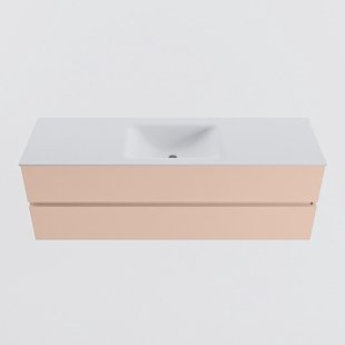 MONDIAZ VICA 150cm badmeubel onderkast Rosee 2 lades. Wastafel CLOUD midden zonder kraangat, kleur Talc.