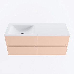 MONDIAZ VICA 120cm badmeubel onderkast Rosee 4 lades. Wastafel CLOUD links 1 kraangat, kleur Talc.