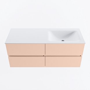 MONDIAZ VICA 120cm badmeubel onderkast Rosee 4 lades. Wastafel CLOUD rechts 1 kraangat, kleur Talc.