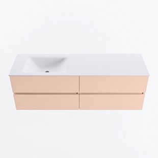 MONDIAZ VICA 150cm badmeubel onderkast Rosee 4 lades. Wastafel CLOUD links 1 kraangat, kleur Talc.