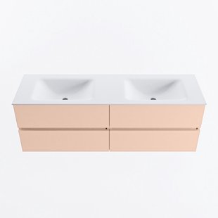 MONDIAZ VICA 150cm badmeubel onderkast Rosee 4 lades. Wastafel CLOUD dubbel 2 kraangaten, kleur Talc.