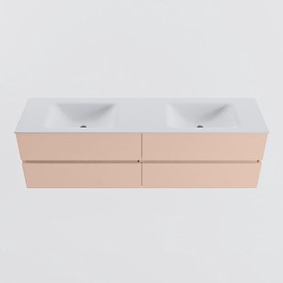 MONDIAZ VICA 170cm badmeubel onderkast Rosee 4 lades. Wastafel CLOUD dubbel zonder kraangat, kleur Talc.