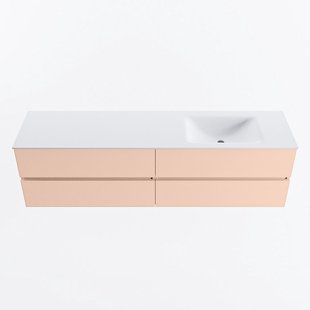 MONDIAZ VICA 180cm badmeubel onderkast Rosee 4 lades. Wastafel CLOUD rechts 1 kraangat, kleur Talc.