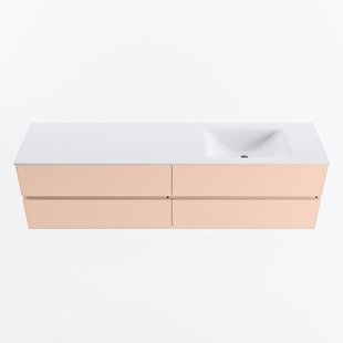 MONDIAZ VICA 180cm badmeubel onderkast Rosee 4 lades. Wastafel CLOUD rechts zonder kraangat, kleur Talc.