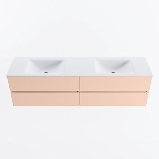 MONDIAZ VICA 180cm badmeubel onderkast Rosee 4 lades. Wastafel CLOUD dubbel zonder kraangat, kleur Talc.