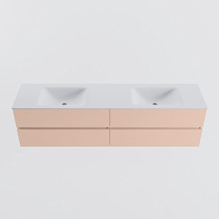 MONDIAZ VICA 190cm badmeubel onderkast Rosee 4 lades. Wastafel CLOUD dubbel 2 kraangaten, kleur Talc.