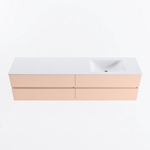 MONDIAZ VICA 190cm badmeubel onderkast Rosee 4 lades. Wastafel CLOUD rechts zonder kraangat, kleur Talc.