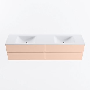 MONDIAZ VICA 190cm badmeubel onderkast Rosee 4 lades. Wastafel CLOUD dubbel zonder kraangat, kleur Talc.