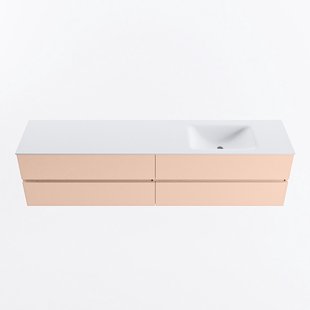 MONDIAZ VICA 200cm badmeubel onderkast Rosee 4 lades. Wastafel CLOUD rechts zonder kraangat, kleur Talc.