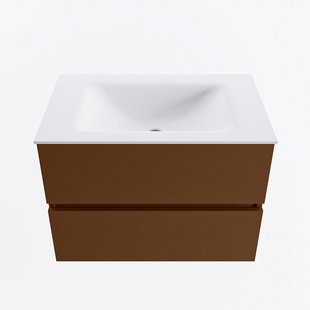 MONDIAZ VICA 70cm badmeubel onderkast Rust 2 lades. Wastafel CLOUD midden 1 kraangat, kleur Talc.