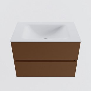 MONDIAZ VICA 70cm badmeubel onderkast Rust 2 lades. Wastafel CLOUD midden zonder kraangat, kleur Talc.