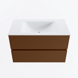 MONDIAZ VICA 80cm badmeubel onderkast Rust 2 lades. Wastafel CLOUD midden zonder kraangat, kleur Talc.