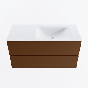 MONDIAZ VICA 100cm badmeubel onderkast Rust 2 lades. Wastafel CLOUD rechts 1 kraangat, kleur Talc.