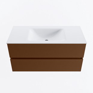 MONDIAZ VICA 100cm badmeubel onderkast Rust 2 lades. Wastafel CLOUD midden zonder kraangat, kleur Talc.