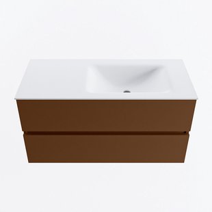 MONDIAZ VICA 100cm badmeubel onderkast Rust 2 lades. Wastafel CLOUD rechts zonder kraangat, kleur Talc.