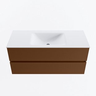 MONDIAZ VICA 110cm badmeubel onderkast Rust 2 lades. Wastafel CLOUD midden 1 kraangat, kleur Talc.