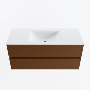 MONDIAZ VICA 110cm badmeubel onderkast Rust 2 lades. Wastafel CLOUD midden zonder kraangat, kleur Talc.