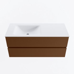 MONDIAZ VICA 110cm badmeubel onderkast Rust 2 lades. Wastafel CLOUD links zonder kraangat, kleur Talc.