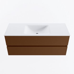 MONDIAZ VICA 120cm badmeubel onderkast Rust 2 lades. Wastafel CLOUD midden 1 kraangat, kleur Talc.