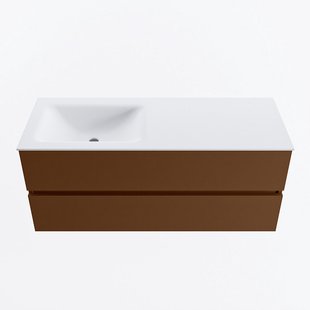 MONDIAZ VICA 120cm badmeubel onderkast Rust 2 lades. Wastafel CLOUD links 1 kraangat, kleur Talc.