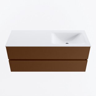 MONDIAZ VICA 120cm badmeubel onderkast Rust 2 lades. Wastafel CLOUD rechts 1 kraangat, kleur Talc.