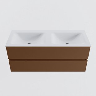 MONDIAZ VICA 120cm badmeubel onderkast Rust 2 lades. Wastafel CLOUD dubbel 2 kraangaten, kleur Talc.