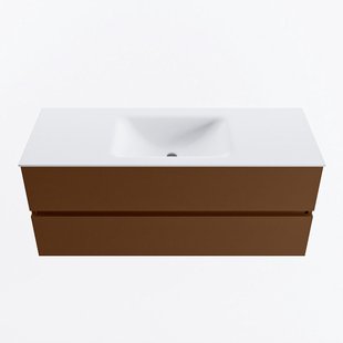 MONDIAZ VICA 120cm badmeubel onderkast Rust 2 lades. Wastafel CLOUD midden zonder kraangat, kleur Talc.