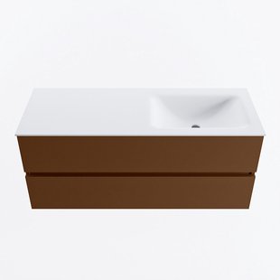 MONDIAZ VICA 120cm badmeubel onderkast Rust 2 lades. Wastafel CLOUD rechts zonder kraangat, kleur Talc.