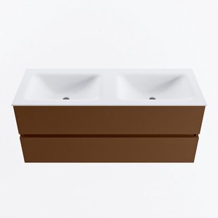 MONDIAZ VICA 120cm badmeubel onderkast Rust 2 lades. Wastafel CLOUD dubbel zonder kraangat, kleur Talc.