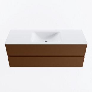 MONDIAZ VICA 130cm badmeubel onderkast Rust 2 lades. Wastafel CLOUD midden 1 kraangat, kleur Talc.