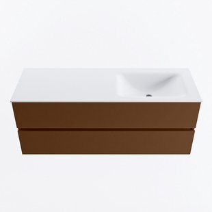 MONDIAZ VICA 130cm badmeubel onderkast Rust 2 lades. Wastafel CLOUD rechts 1 kraangat, kleur Talc.