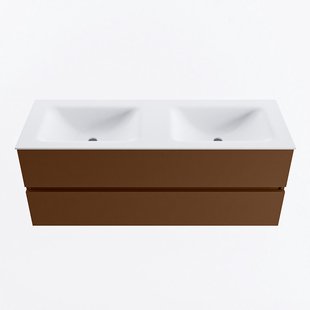 MONDIAZ VICA 130cm badmeubel onderkast Rust 2 lades. Wastafel CLOUD dubbel 2 kraangaten, kleur Talc.