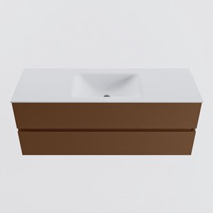 MONDIAZ VICA 130cm badmeubel onderkast Rust 2 lades. Wastafel CLOUD midden zonder kraangat, kleur Talc.