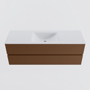 MONDIAZ VICA 140cm badmeubel onderkast Rust 2 lades. Wastafel CLOUD midden 1 kraangat, kleur Talc.