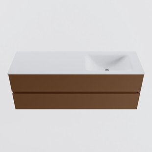 MONDIAZ VICA 140cm badmeubel onderkast Rust 2 lades. Wastafel CLOUD rechts 1 kraangat, kleur Talc.