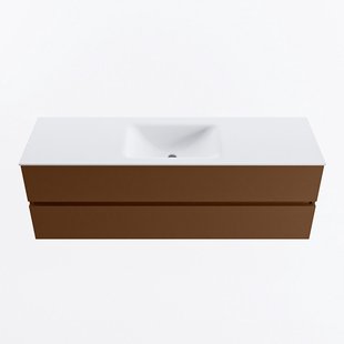 MONDIAZ VICA 150cm badmeubel onderkast Rust 2 lades. Wastafel CLOUD midden 1 kraangat, kleur Talc.