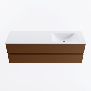 MONDIAZ VICA 150cm badmeubel onderkast Rust 2 lades. Wastafel CLOUD rechts 1 kraangat, kleur Talc.