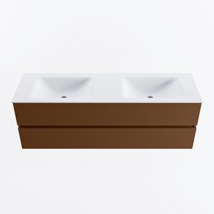 MONDIAZ VICA 150cm badmeubel onderkast Rust 2 lades. Wastafel CLOUD dubbel 2 kraangaten, kleur Talc.